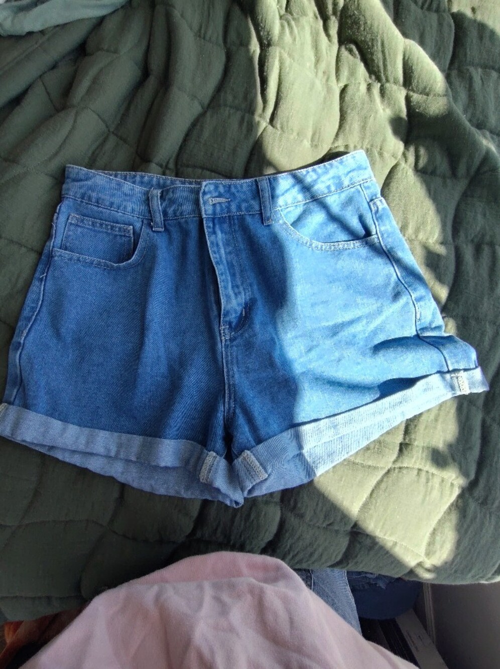 SHEIN Denim Roll-Cuff Jean Shorts in Blue